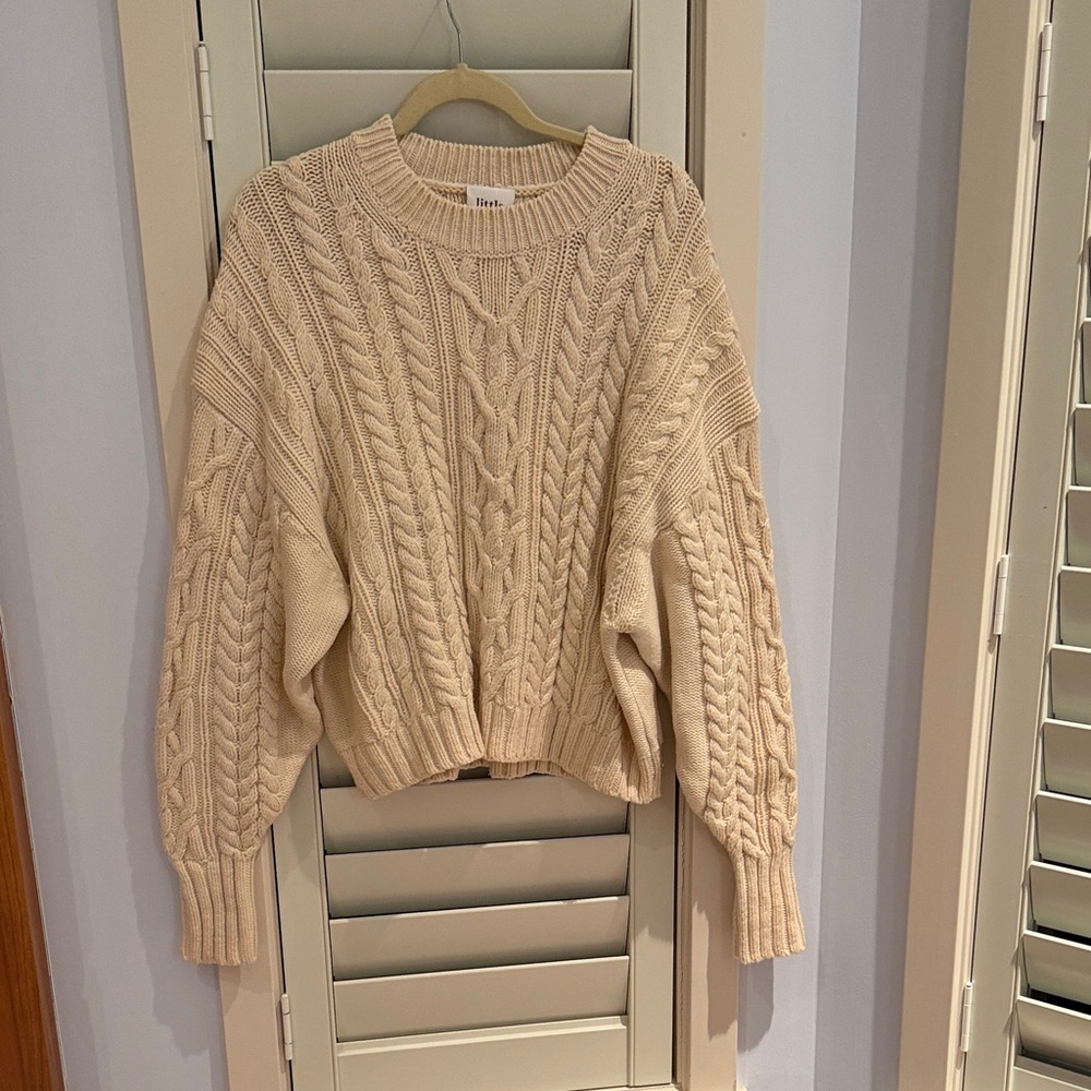 Aritzia (Little Moon) Cream Cable Knit Sweater. 100% wool
